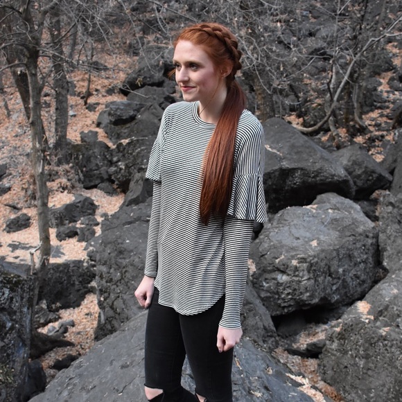 Striped Ruffle Tee - Picture 4 of 4